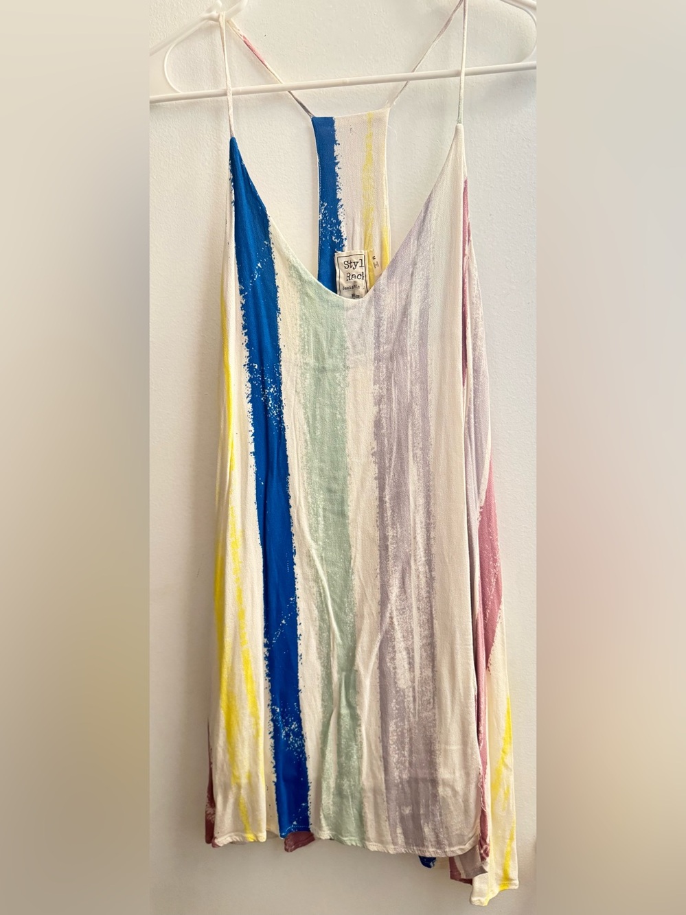 Style Rack Pastel Brushstroke dress with Blue and Yellow Accents